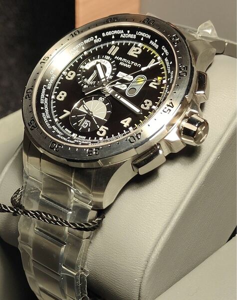 送料込み 自宅保管未使用品 HAMILTON khaki aviation WORLDTIMER CHRONO QUARTZ ハミルトン カーキ アビエーション ワールドタイマー