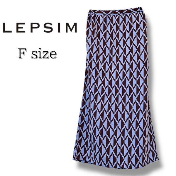 【未使用品】LEPSIM 総柄 パープル ロングタイトスカート F ウエストゴム