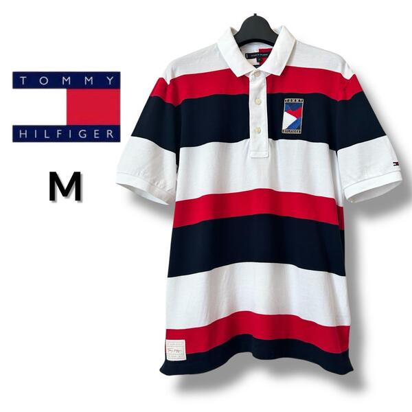 【美品・1点のみ】TOMMY HILFIGER ボーダー 半袖ポロシャツ M