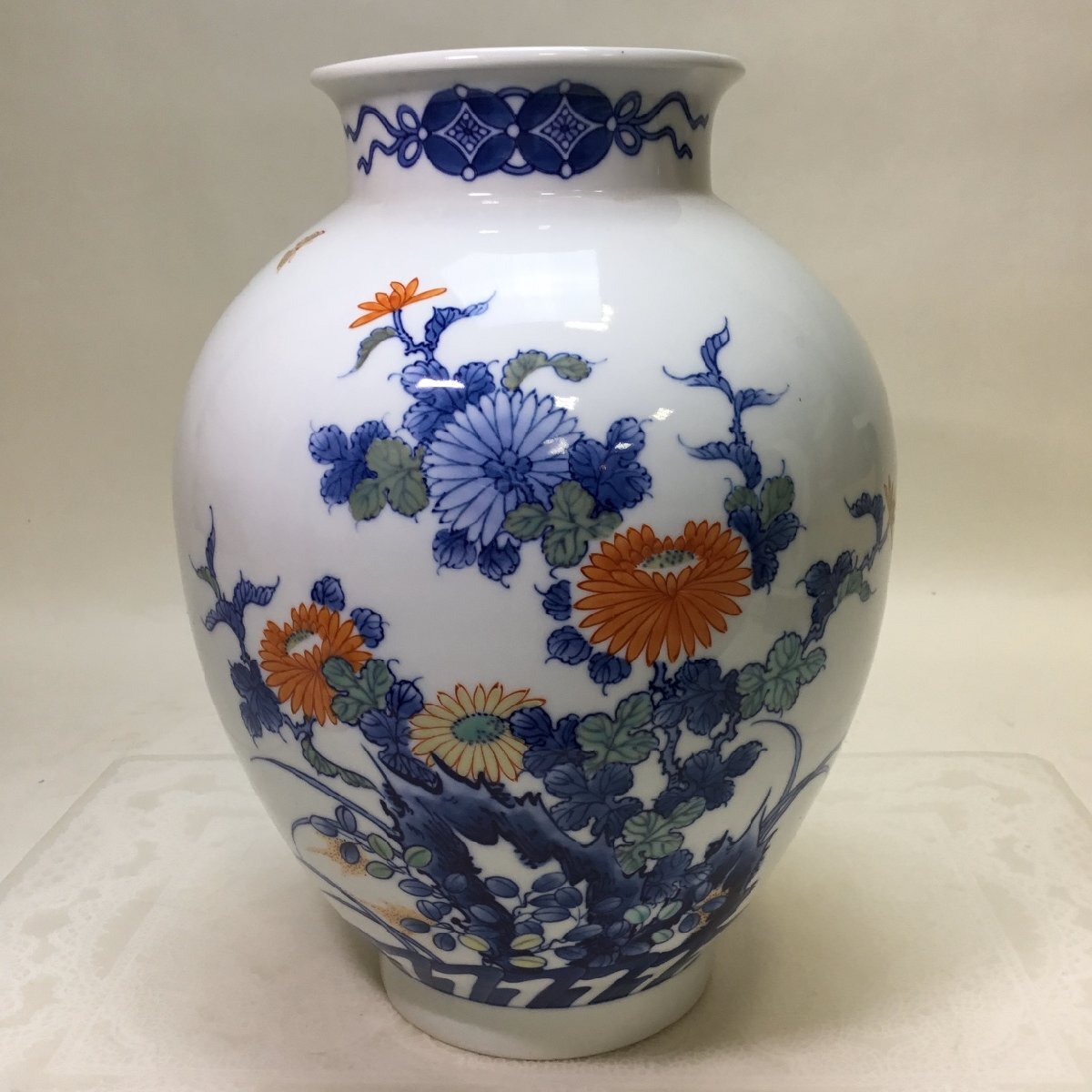 色鍋島 双耳下蕪花瓶 】 魯山窯 未使用新古 N0224B