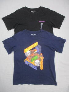 UT ユニクロ MINE CRAFT マインクラフト キッズ Tシャツ 160サイズ ネイビー・ブラック プリント 2枚セット