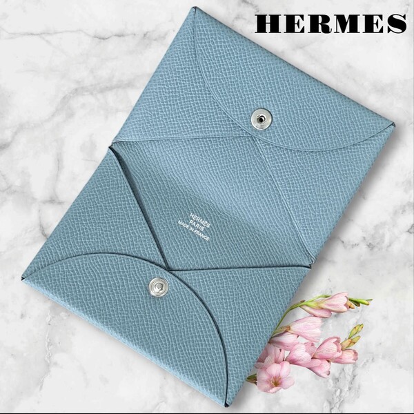 エルメス HERMES カルヴィカードケース ブルージーン エプソン