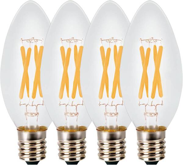 ledシャンデリア電球 e17 調光対応 電球色2700K 4W 485ルーメン Ledフィラメント エジソンランプ 40w~50W形相当 キャンドル電球 全方向36