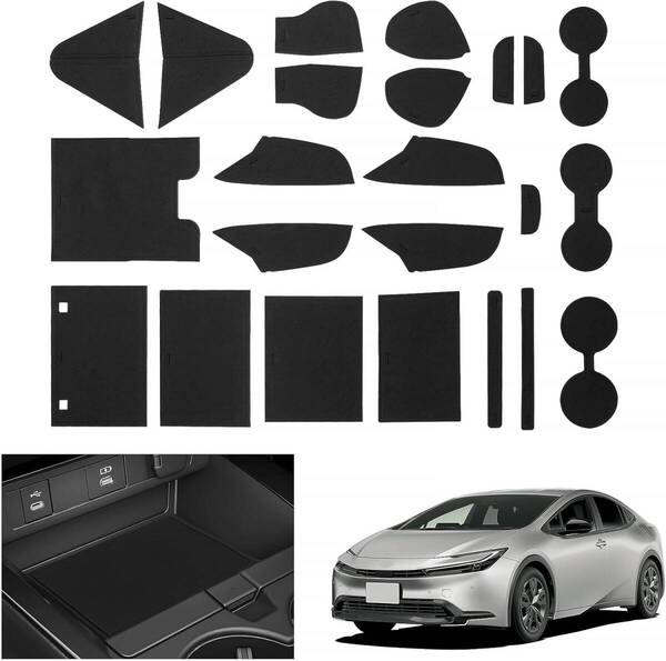 新型 プリウス 60系 ラバーマット 専用設計 pruis 60 ZVW60/MXWH60型 5代目 インテリア ドアポケットマット 騒音防止 滑り止め キズ防止