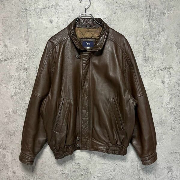 ケンコレクション ラムレザー 羊革 本革 レザージャケット ジップアップ 中綿入り ブラウン Lサイズ KEN COLLECTION