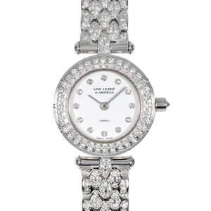 Van Cleef & Arpels Van Cleef & Arpels спорт 2 наручные часы кварц белый циферблат бриллиантовая оправа женский