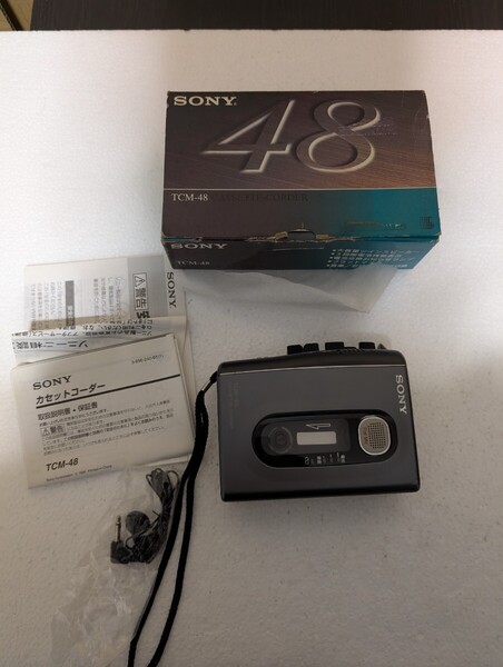 1996年 SONY CASSETTE-CORDER TCM-48カセットコーダー 録音再生 ツインスピーカー カセットプレーヤー 通電確認済み ジャンク扱い