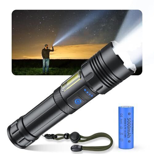 【超高輝度 XHP160LED】懐中電灯 強力 防災 充電式/電池式 単4電池適用 COB作業灯 5000mAh 停電 地震 避難