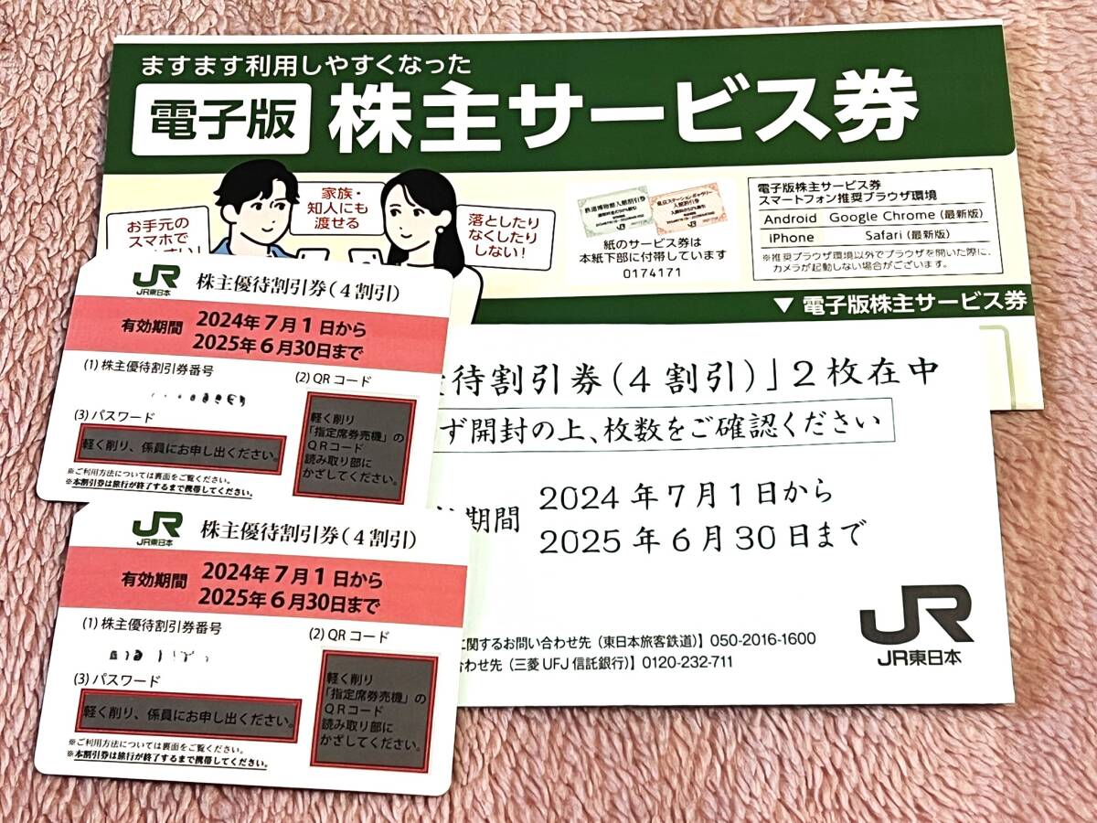 JR東日本 株主優待割引券2枚+株主サービス券セット 券番号通知