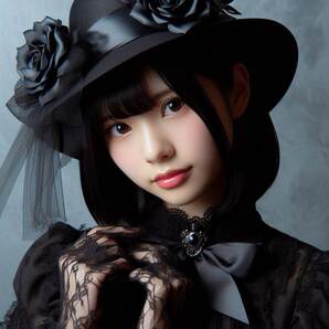 AI美女写真集ブラックフォーマルスーツ ハット付き