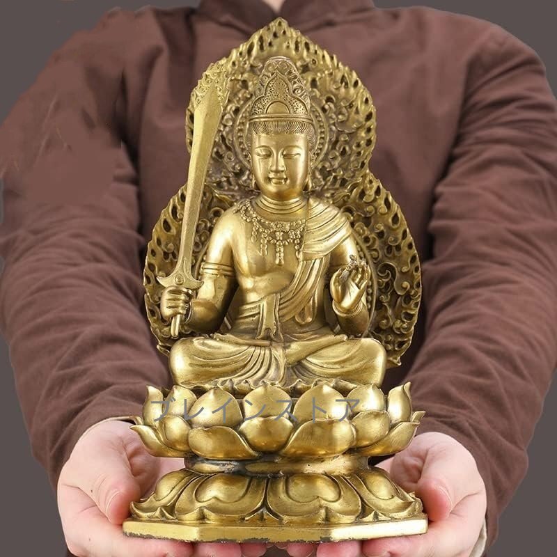 未使用品 高級天然木彫 仏像 虚空蔵菩薩仏像  精密 細工 仏教美術品  置物 木彫り 仏像 虚空蔵菩薩 座像 仏教美術 置物 フィギュア 虚空蔵
