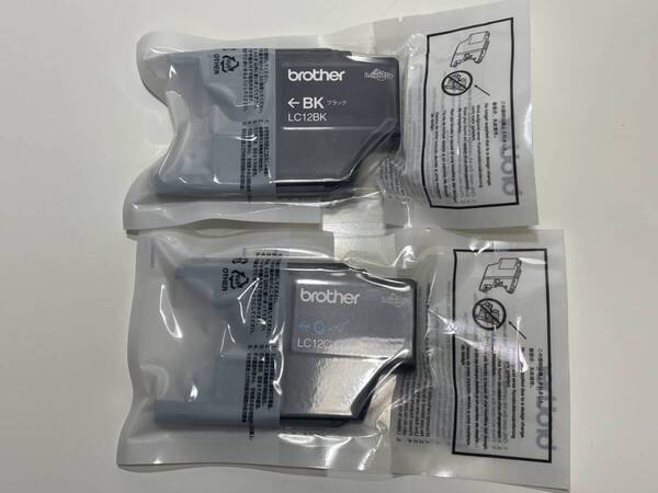 即決 送料無料 未使用品 brother 純正インク LC12 2色組 LC12BK LC12C 黒/ブラック シアン ※外箱なし、期限不明