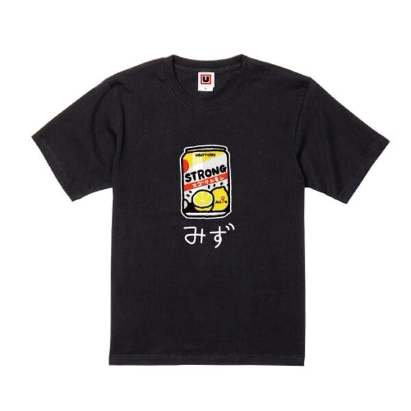 USOT うそT ストロング×WATER おもしろTシャツ 半袖Tシャツ かわいい パロディ ブラック BLACK 黒Tee ゆるい XL