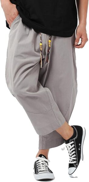 ズボン メンズ サルエルパンツ ワイドパンツ 大きいサイズ 無地 テーパードパンツ 調整紐 通気性 ゆったり カジュアル メンズ 5XLG142