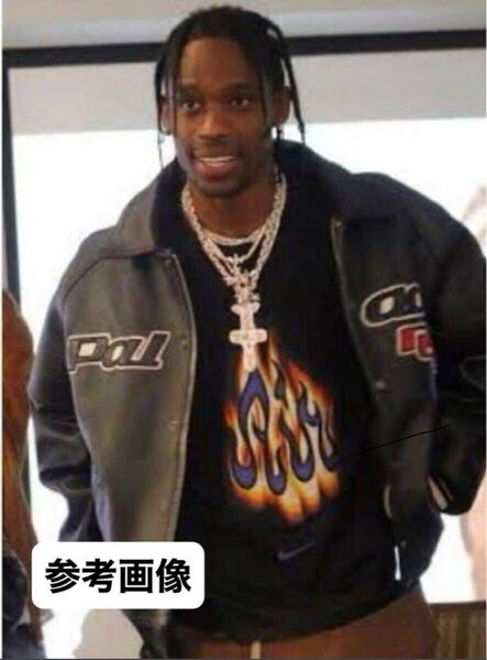 Travis Scott来日決定!奇跡の新品!トラビススコット着 90s NIKE ナイキ AIR BAKIN エアベイキン Tシャツ 黒 L ファイヤーパターン 希少