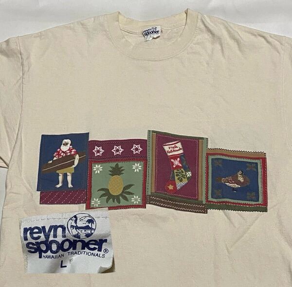 90's reyn spooner レインスプーナー 水着タグ 両面プリントTシャツ USA製 Lサイズ コットン100% ビンテージ古着 アロハ ハワイアン 90年代
