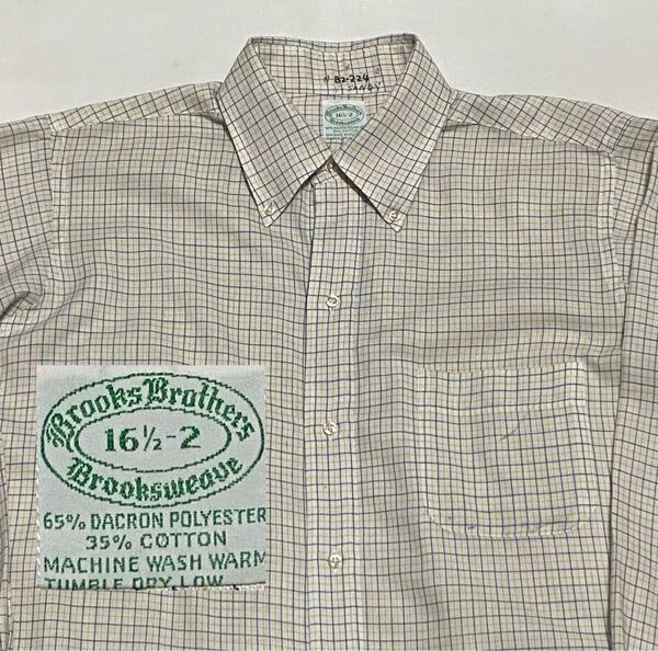 70's Brooks Brothers weaveタグ ブルックスブラザーズ 6個ボタン チェック コットン ボタンダウンシャツ ビンテージ古着 oxford USA製