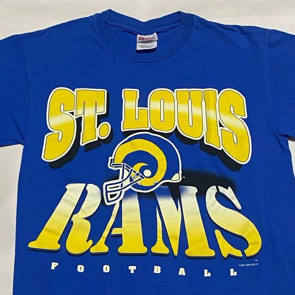 90's Hanes RAMS NFL フットボールチーム プリントTシャツ Mサイズ ラムズ アメフト ビンテージ古着 90年代 vintage ヘインズ 80's
