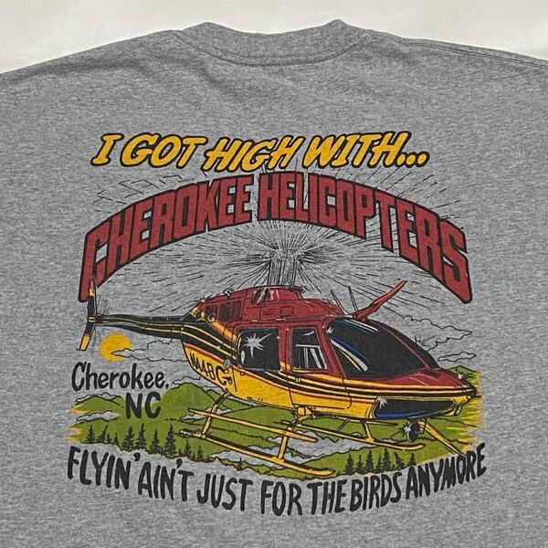 DELTA CHEROKEE HELICOPTERS アドバタイジング プリント Tシャツ Lサイズ チェロキーヘリコプター ビンテージ古着 90's 00's ツアー