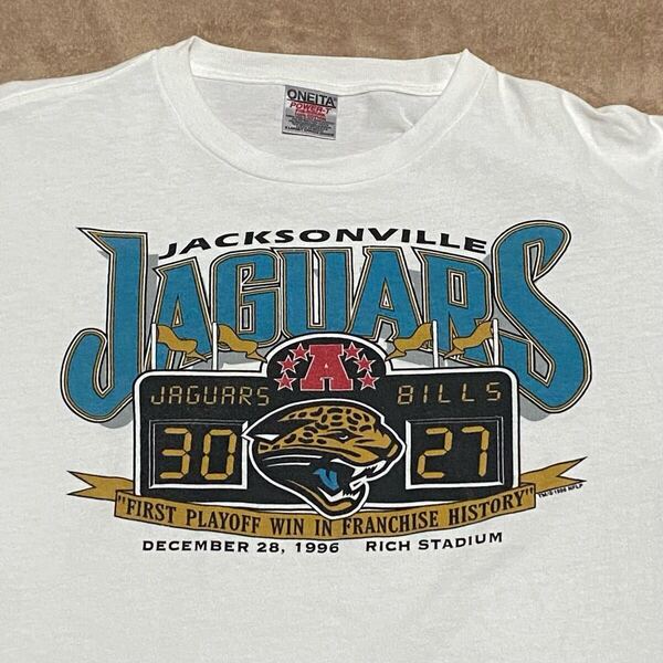 90's ONEITA JAGUARS NFL アメリカンフットボール プリントTシャツ XLサイズ ビンテージ古着 ジャガーズ フロリダ 90年代 vintage アメフト