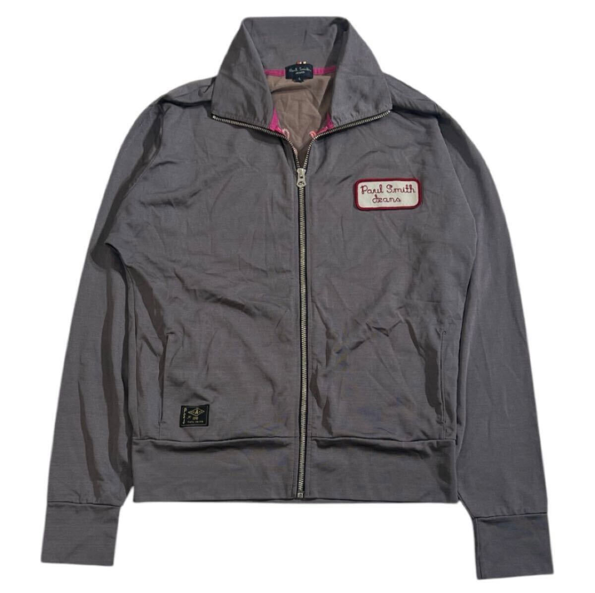  бесплатная доставка # Paul Smith JEANS Paul Smith джинсы # Logo вышивка нашивка HELSINKI принт джерси спортивная куртка серый серия L