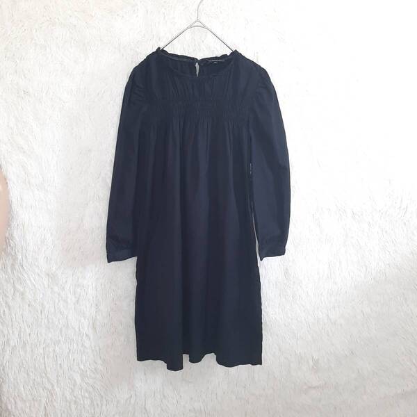 匿名配送★A.P.C.アーペーセー ギャザーたっぷり 長袖 ワンピース 黒 ブラック コットン