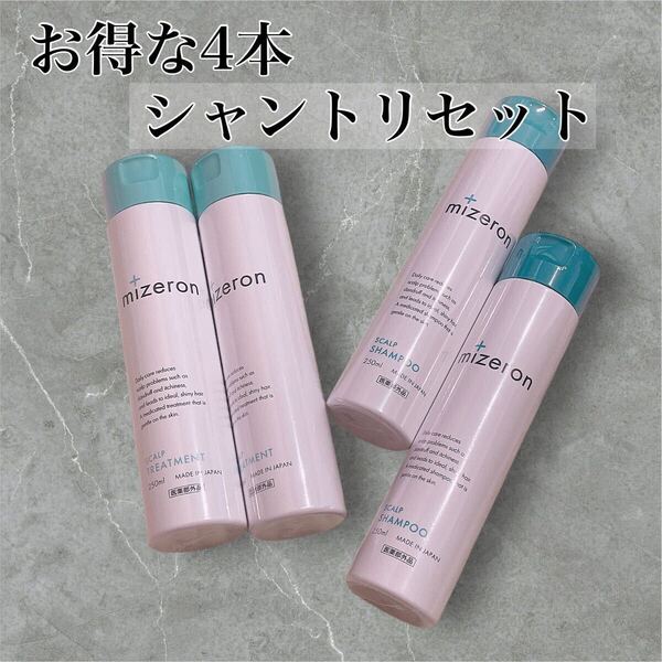スカルプ シャンプー トリートメントセット 薬用MIZERON 脂漏性 頭皮 フケ かゆみ 汗臭 ボタニカル ミゼロン 4本