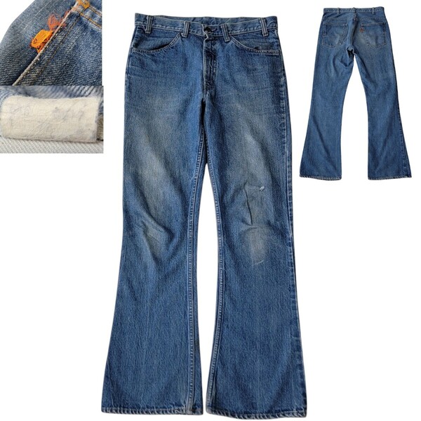 【美品】66後期 LEVI'S リーバイス 70S 646 フレアデニムパンツ 42TALON ボタン裏8 ベルボトム USA製 オレンジタブ BIGE サークルR VINTAGE