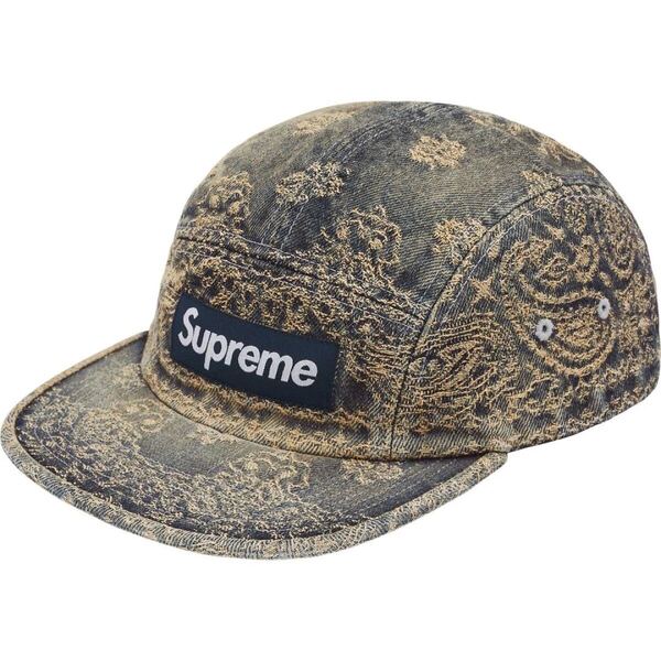 新作 新品 国内正規 supreme 25SS Bandana Jacquard Denim Camp Blue キャンプ キャップ バンダナ ペイズリー ブルー box logo デニム