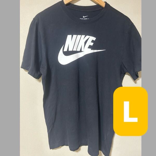 Tシャツ トップス シャツ 丸首 NIKE ナイキ 半袖 メンズ レディース ユニセックス カットソー プリント ストリート 人気 ブラック 黒 L