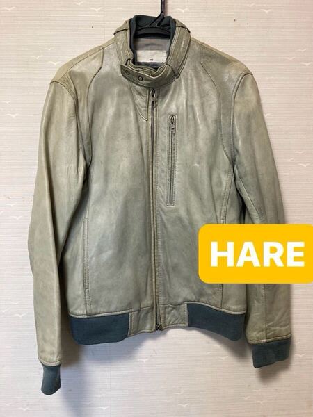 ライダース レザー ブルゾン ジャケット アウター ジャンパー 長袖 HARE ハレ シングルライダース 羊革 メンズ レディース ユニセックス M