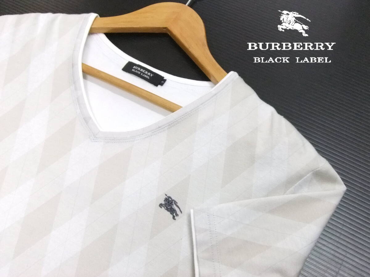 □BURBERRY BLACK LABEL□半袖カットソー アーガイル柄 サイズ2 □BURBERRY BLACK LABEL□半袖カットソー アーガイル柄 サイズ2