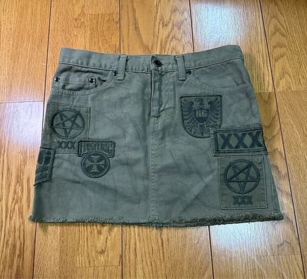 ヒステリックス Hysterics ワッペン 迷彩カーゴスカート マイクロミニ デニムスカートヒステリックグラマー hystericglamour ヒスミニ S