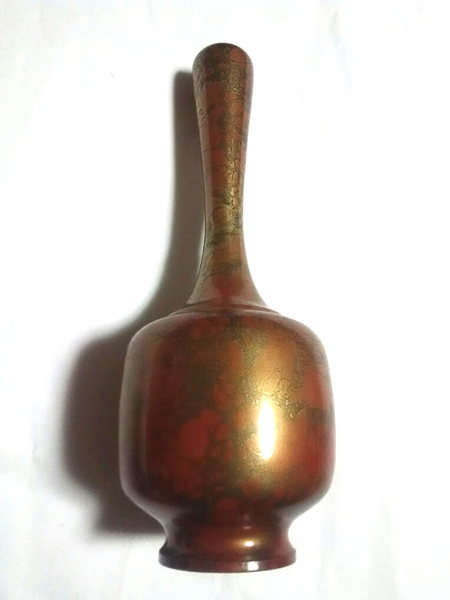 青銅花器 花瓶 一輪挿し 花器 柄 橙色 土色