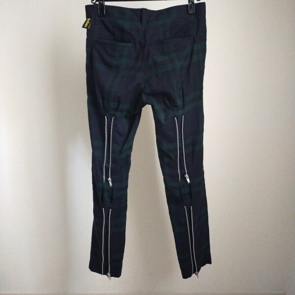 HYSTERIC GLAMOR 18SS タータンチェックスリムジップスラックス ヒステリックグラマー バックジップ ボンテージ
