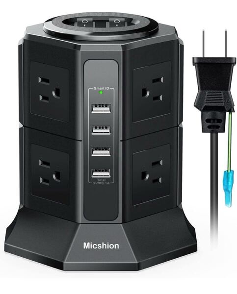 電源タップ タワー12-in-1 AC 8個口 USB 4ポート