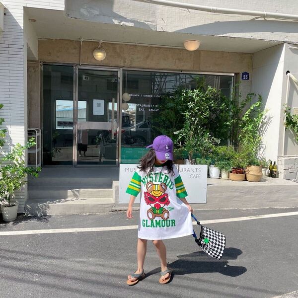 ヒスミニ ロング半袖Tシャツ 夏季キッズ服