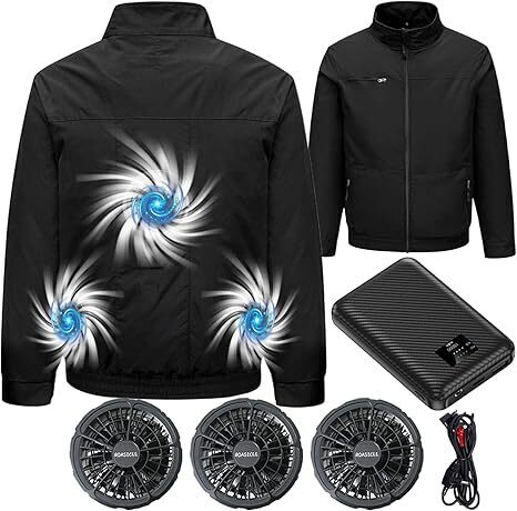 【2025新登場 3個16Vファン付き 30000mAhバッテリー付き】 ファン付き作業服 長袖 1日中連続使用可能 サイズ自由調整可 UVカット PSE認証済