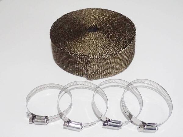 【送料込】サーモバンテージ 15m バンド4個セット 耐熱1200℃ 玄武岩繊維 バサルトファイバー バイク マフラー用に サーモバンデージ