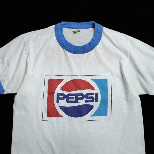USA製 80s PEPSI SCREEN STARS 企業物 ビンテージ ペプシ コーラ リンガー Tシャツ メッセージ プリント ボーイズ アド アメリカ製 古着