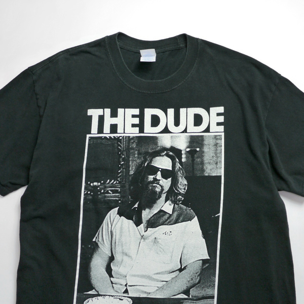 90s 00s THE DUDE BIG LEBOWSKI ビッグリボウスキ ユニバーサルスタジオ ムービー Tシャツ ブラック オールド ビンテージ 映画 古着 黒 L