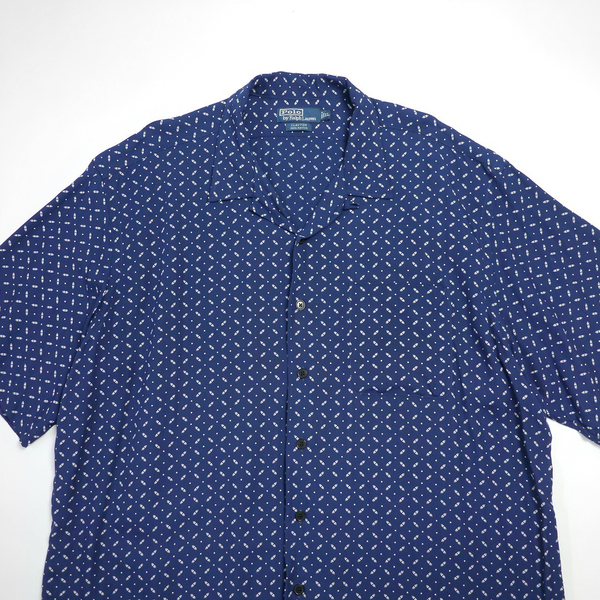 90s PRL CLAYTON XL オールド ビンテージ ポロ ラルフローレン 総柄 レーヨン オープンカラー ボックス シャツ アロハ オーバーサイズ 半袖