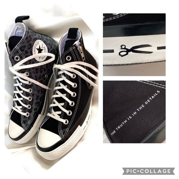 極美品 コンバース デンハム コラボ オールスター 100 HI Cut サイドジップ Converse Denham All Star レオパード ハイ 1CL608 リアクト