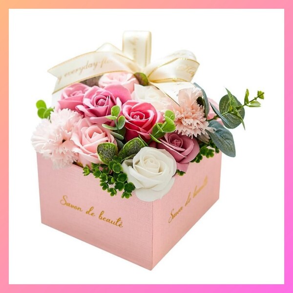 ソープフラワー 母の日 大切な人に想いを伝える ギフト 花束 花瓶 ボックス 誕生日 プレゼント ピンク