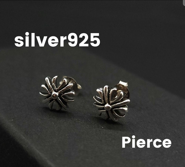 silver925 ピアス クロス 十字架 キャッチ付 純銀 男女兼用 小さめ プラス スターリングシルバー ユニセックス メンズ レディース