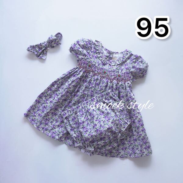 新品 スモッキング ワンピース パンツ付き 刺繍 子供服 半袖 夏服 子供用品 花柄ワンピース セット お揃い ファミリア 風