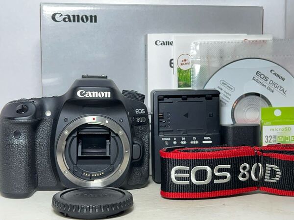 ◆極美品◆ショット数1,000枚以下 Canon キャノン EOS 80D デジタル一眼レフカメラ 32GBメモリ 元箱 6ヶ月動作保証