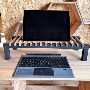 ハンドメイド モニター台 パソコン用テーブル モニタースタンド タブレット端末用 ディスプレイラック 杉 モニター台のみ