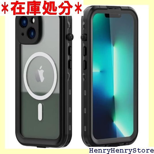 iPhone 14 ケース 完全防水 ストラップ付き 液晶画面保護フィルム アウトドア iPhone14 黒 874