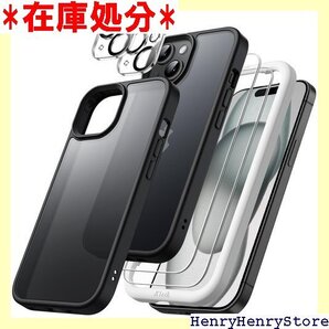 JEDirect 5 in 1 iPhone 15 6 き 5枚セット 半透明背面 耐衝撃スマホカバー ブラック 1349